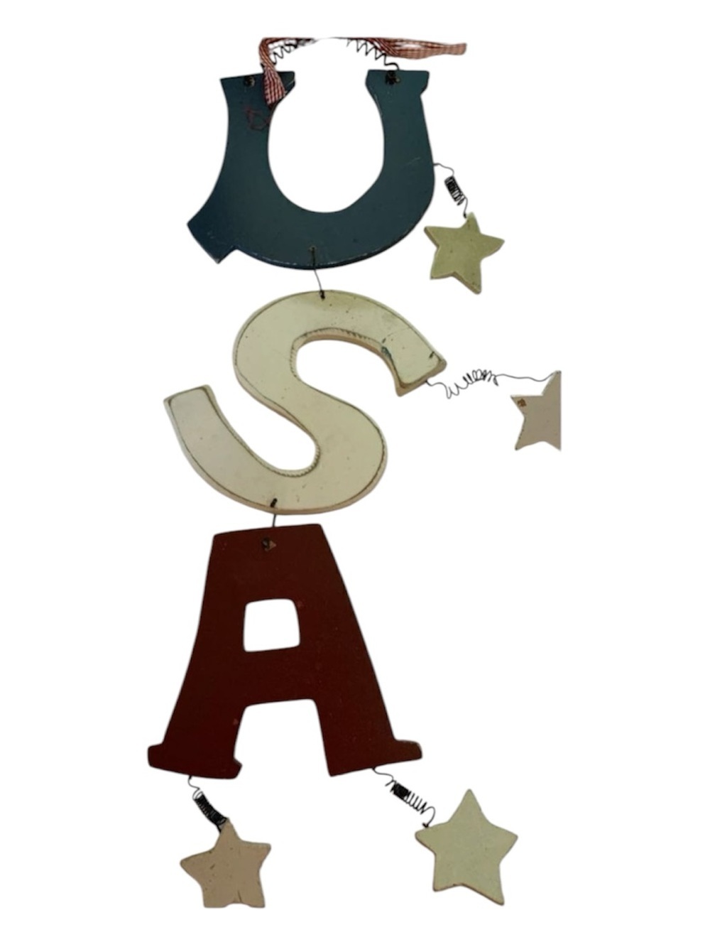 Patriotic USA Wooden Wall Decor Red White Blue Stars Americana Sign